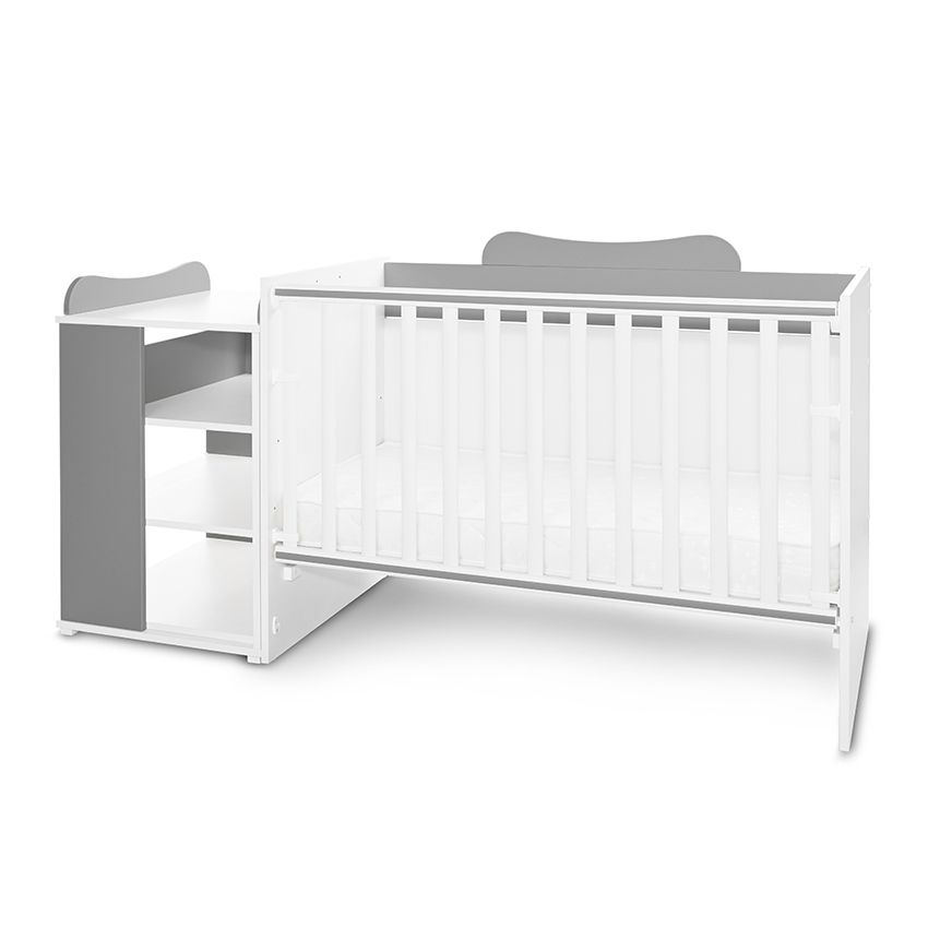 Η φωτογραφία δείχνει Κούνια μετατρεπόμενη σε κρεβάτι προεφηβικό και γραφείο της εταιρείας Lorelli.