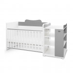 Η φωτογραφία δείχνει Κούνια μετατρεπόμενη σε κρεβάτι προεφηβικό και γραφείο της εταιρείας Lorelli.