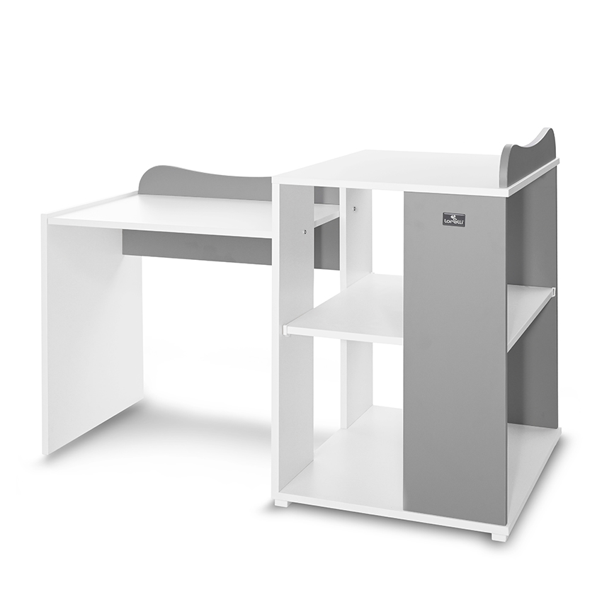 Η φωτογραφία δείχνει Κούνια μετατρεπόμενη σε κρεβάτι προεφηβικό και γραφείο της εταιρείας Lorelli.