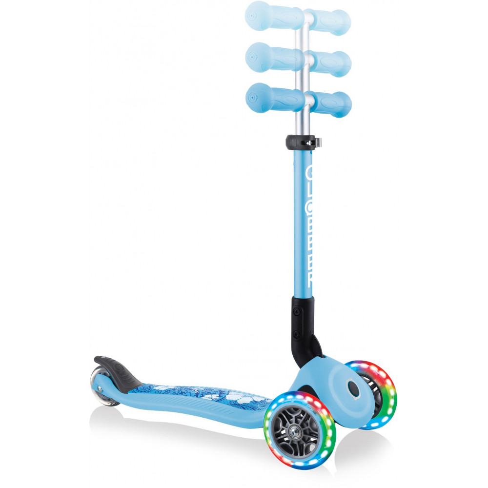 Globber Scooter Junior Foldable Fantasy Lights Flowers Pastel Blue (433-200).