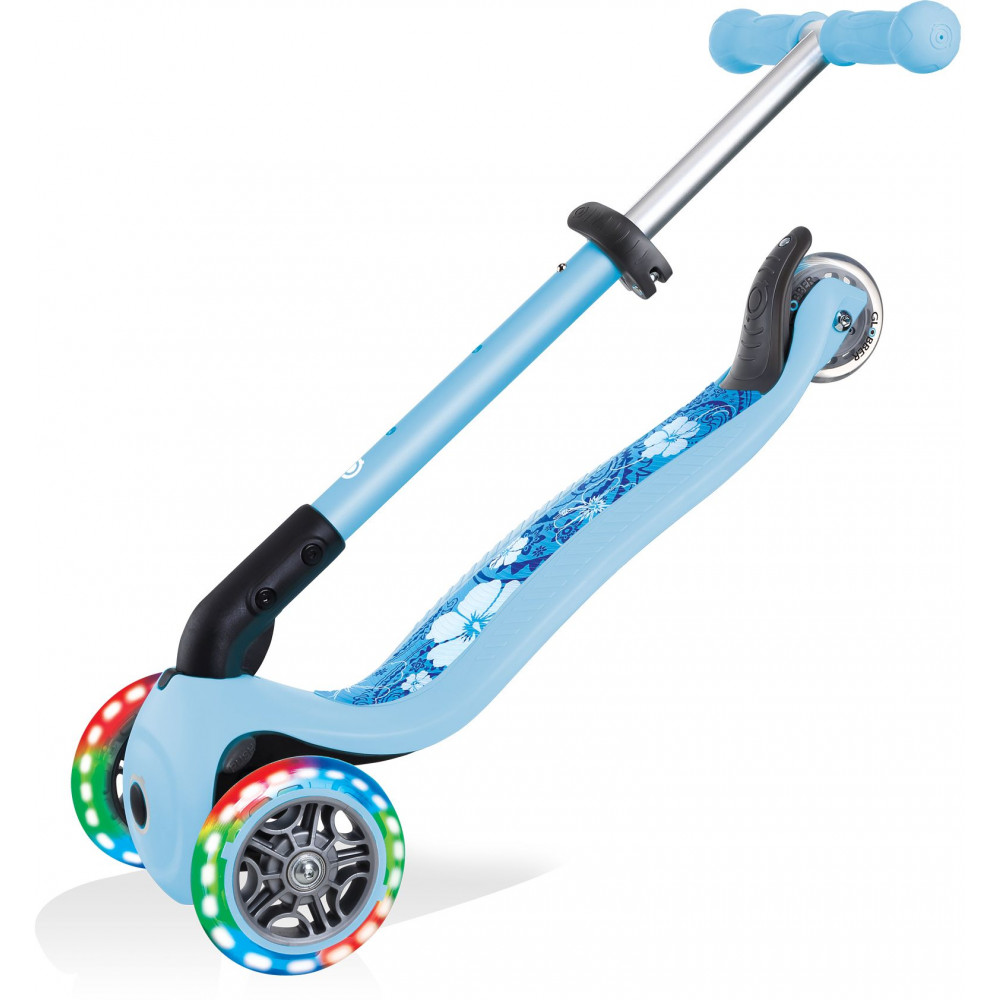 Globber Scooter Junior Foldable Fantasy Lights Flowers Pastel Blue (433-200).