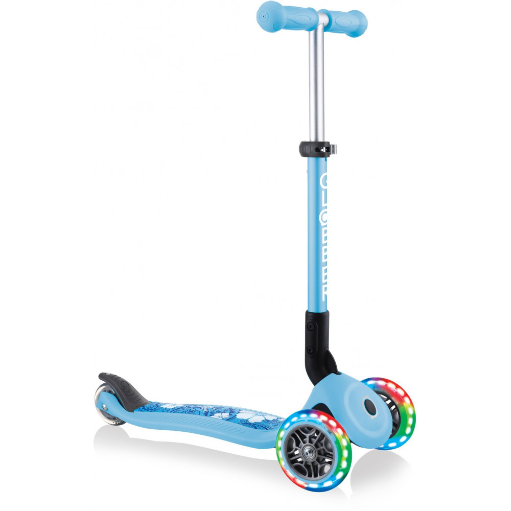 Globber Scooter Junior Foldable Fantasy Lights Flowers Pastel Blue (433-200).