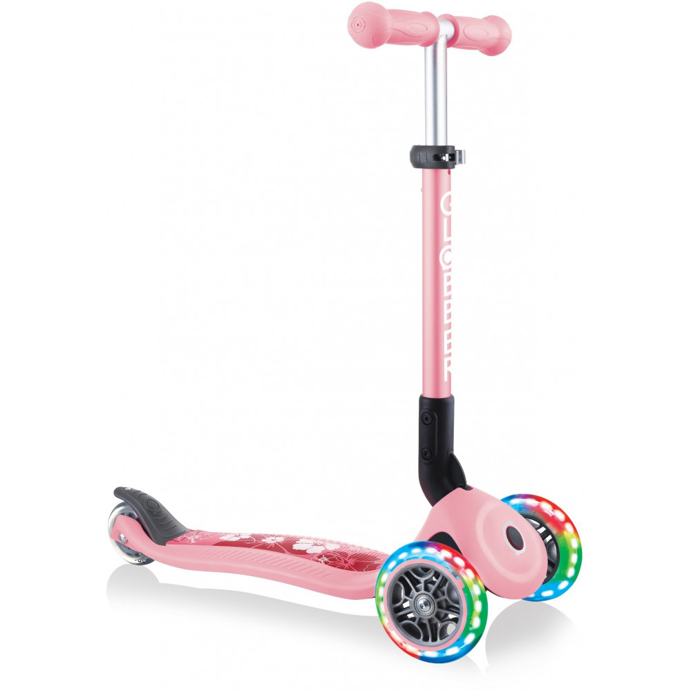 Η φωτογραφία δείχνει Globber Scooter Junior Foldable Fantasy Lights Flowers Pastel Pink (433-210).