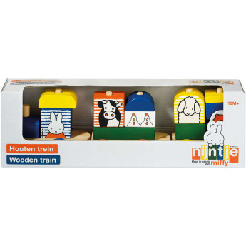 Ξύλινο τρενάκι της εταιρείας Miffy σε πολύχρωμες αποχρώσεις.