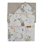 Σετ Σεντόνια 3 τεμαχίων:Πανωσέντονο, κατωσέντονο και μαξιλαροθήκη100% υψηλής ποιότητας βαμβακερό ύφασμα,Προσαρμόζεται σε κούνια/κρεβατάκι, κρεβατάκι προεφηβικό και κούνια/καναπέ,Απαλό, αγκαλιάζει τρυφερά το μωρό,Αντοχή στις πολλές πλύσεις.