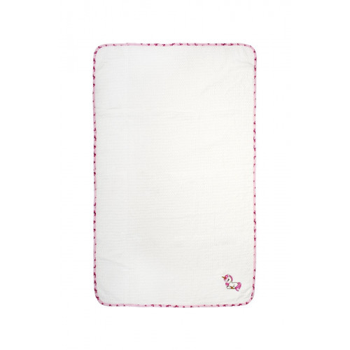 DIMCOL Κουβέρτα Πικέ Με Κέντημα bebe Unicorn 188 80X110 White-Pink 100% Cotton 31142620018