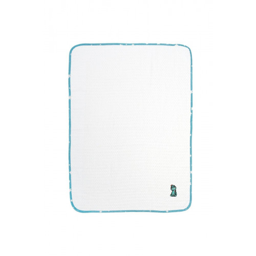 DIMCOL Κουβέρτα Πικέ Με Κέντημα bebe Dinosaur 180 100X160 White-Sky Blue 100% Cotton 31142649010