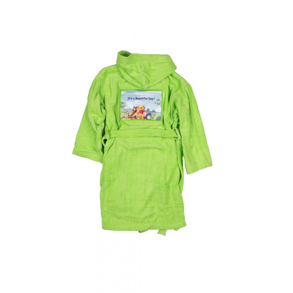  Μπουρνούζι παιδικό με κουκούλα, μέγεθος 12 (11-13 ετών) κατασκευασμένο από πετσέτα βελουτέ βαμβακερή 100% ιδιαίτερα απορροφητική, με απεικόνιση του Winnie στη πλάτη και στο στήθος.