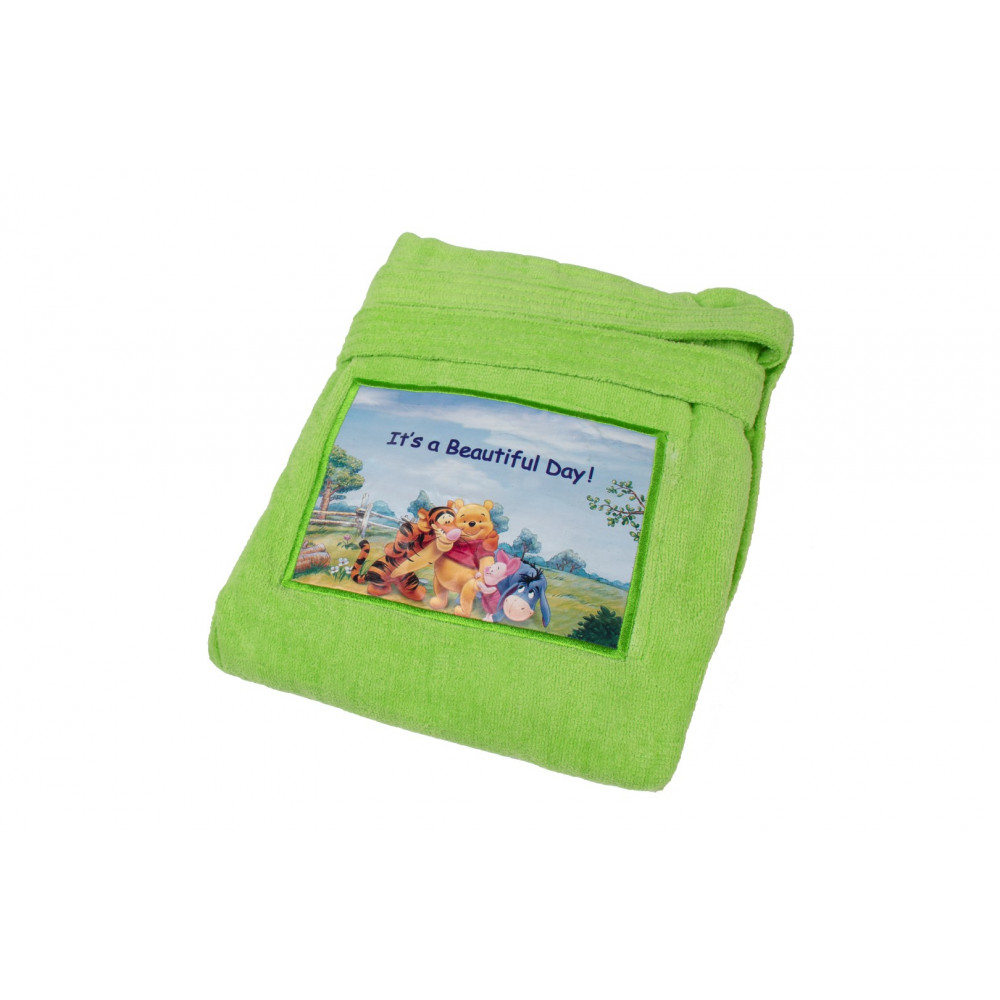  Μπουρνούζι παιδικό με κουκούλα, μέγεθος 12 (11-13 ετών) κατασκευασμένο από πετσέτα βελουτέ βαμβακερή 100% ιδιαίτερα απορροφητική, με απεικόνιση του Winnie στη πλάτη και στο στήθος.