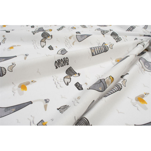 DimCol Πάνα Χασέ bebe Seabirds 578 80X80 White-Grey 100% Cotton 31111328055