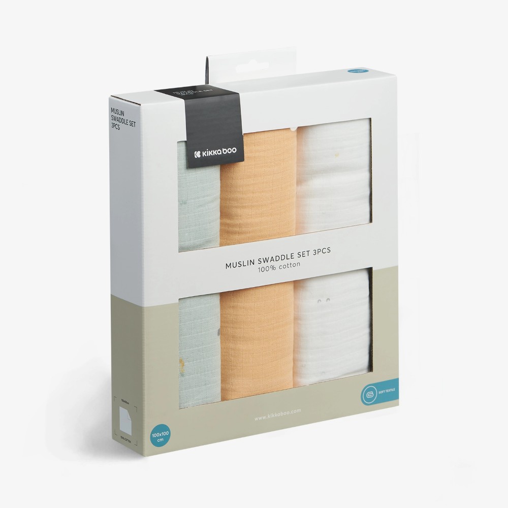 Σετ 3 τεμαχίων μαλακές και απαλές πάνες μουσελίνας.