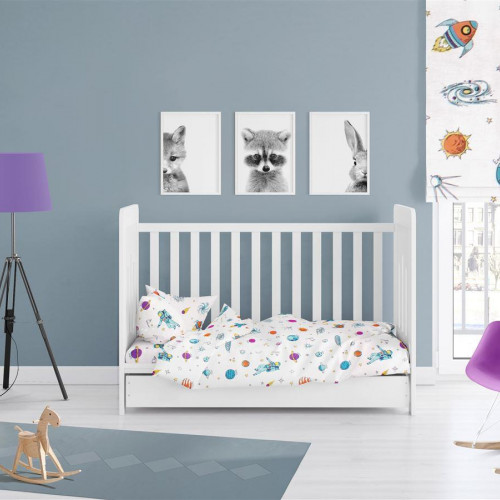 DIMCOL ΚΑΤΩΣΕΝΤΟΝΟ ΜΕ ΛΑΣΤΙΧΟ BEBE SPACE COTTON 100% 0,70X1,40X0,15 WHITE 31112019013