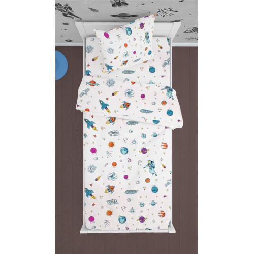 DIMCOL ΣΕΝΤΟΝΙΑ ΕΜΠΡΙΜΕ ΣΕΤ 3ΤΕΜ KIDS SPACE 188 160X240 COTTON 100% WHITE 32112223013