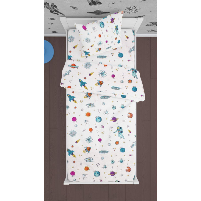 DIMCOL ΣΕΝΤΟΝΙΑ ΕΜΠΡΙΜΕ ΣΕΤ 3ΤΕΜ KIDS SPACE 188 160X240 COTTON 100% WHITE.