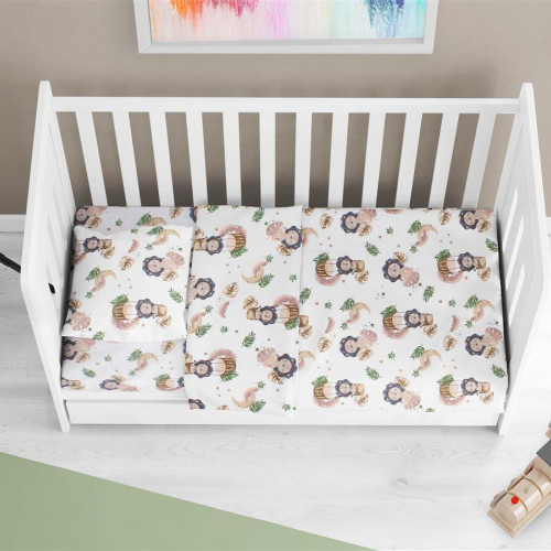 DIMcol Κατωσέντονο Με Λάστιχο bebe Lion 532 0,70X1,40X0,15 Beige 100% Cotton 31112019039