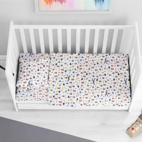 DIMcol Κατωσέντονο Με Λάστιχο bebe Minecraft 566 0,70X1,40X0,15 White-Grey 100% Cotton 31112019045