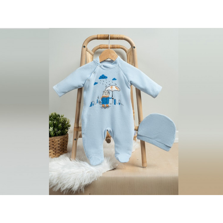 ΒΡΕΦΙΚΟ ΒΕΛΟΥΤΕ ΦΟΡΜΑΚΙ ΜΕ ΣΚΟΥΦΑΚΙ RAIN BLUE 006.ANNORA.581-BLUE