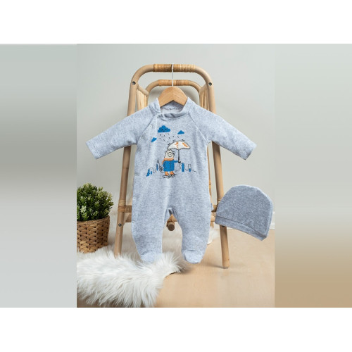 ΒΡΕΦΙΚΟ ΒΕΛΟΥΤΕ ΦΟΡΜΑΚΙ ΜΕ ΣΚΟΥΦΑΚΙ RAIN ΓΚΡΙ 006.ANNORA.581-GREY