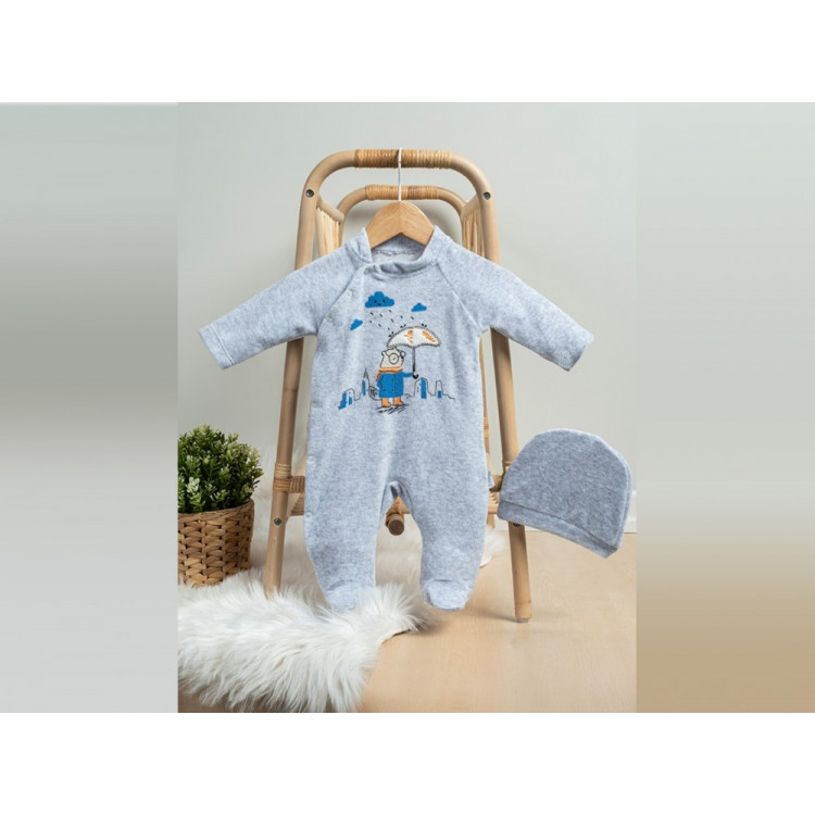 ΒΡΕΦΙΚΟ ΒΕΛΟΥΤΕ ΦΟΡΜΑΚΙ ΜΕ ΣΚΟΥΦΑΚΙ RAIN ΓΚΡΙ 006.ANNORA.581-GREY