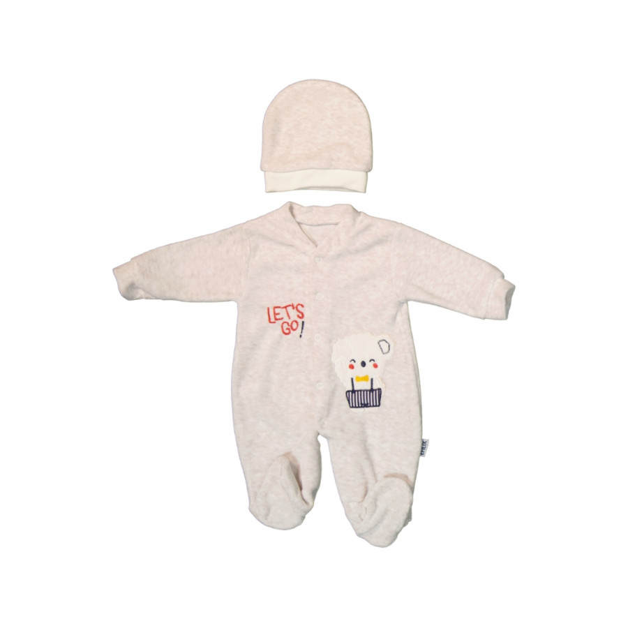 ΒΡΕΦΙΚΟ ΒΕΛΟΥΤΕ ΦΟΡΜΑΚΙ ΜΕ ΣΚΟΥΦΑΚΙ LET'S GO 006.EFILIX.1327-BEIGE
