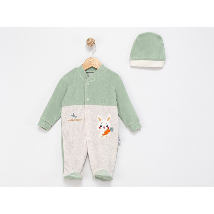 ΒΡΕΦΙΚΟ ΒΕΛΟΥΤΕ ΦΟΡΜΑΚΙ ΜΕ ΣΚΟΥΦΑΚΙ BUNNY ΜΕΝΤΑ 006.EFILIX.1328-MINT