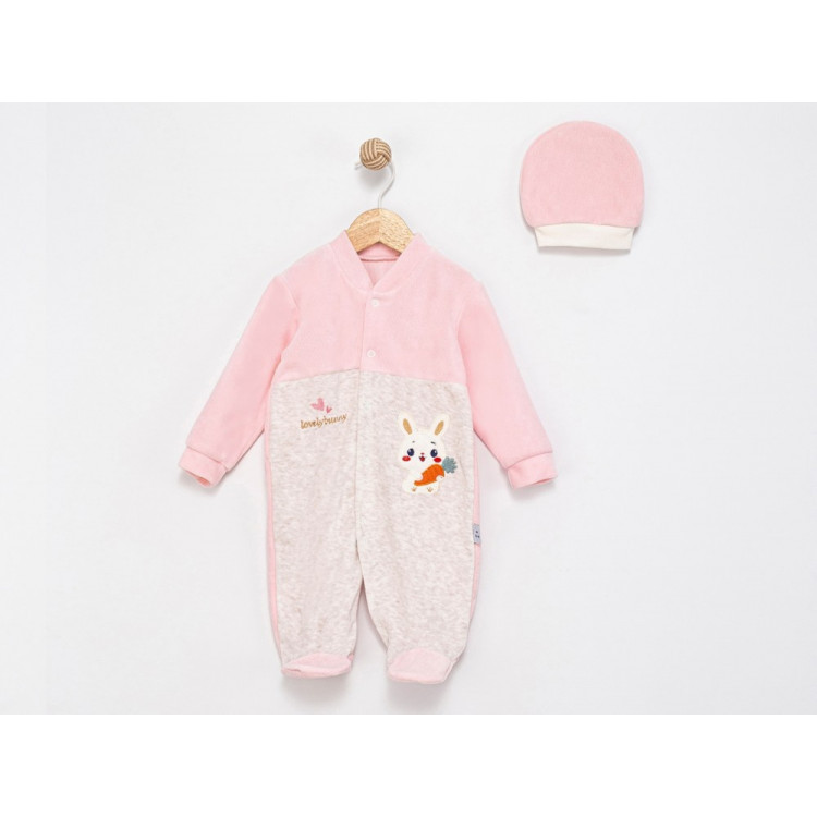 ΒΡΕΦΙΚΟ ΒΕΛΟΥΤΕ ΦΟΡΜΑΚΙ ΜΕ ΣΚΟΥΦΑΚΙ BUNNY ΡΟΖ 006.EFILIX.1328-PINK