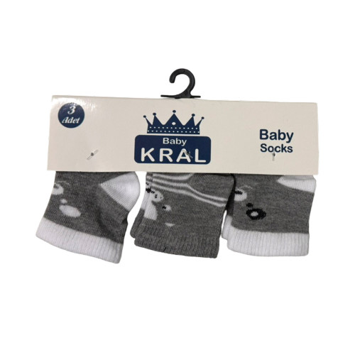 ΒΡΕΦΙΚΕΣ ΚΑΛΤΣΕΣ ΓΚΡΙ ΑΡΚΟΥΔΑΚΙ 3 ΤΕΜ KRAL19001-BEAR-GREY