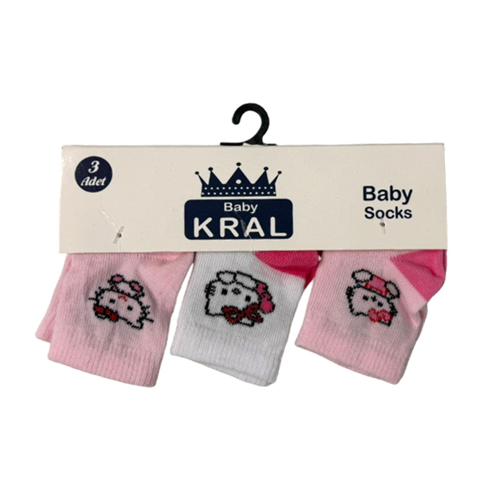 ΒΡΕΦΙΚΕΣ ΚΑΛΤΣΕΣ ΛΕΥΚΟ ΡΟΖ HELLO KITTY 3 ΤΕΜ KRAL19001-KITTY-PINK