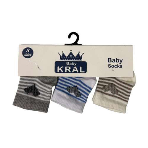 ΒΡΕΦΙΚΕΣ ΚΑΛΤΣΕΣ ΓΚΡΙ ΡΙΓΕ ΚΑΡΔΟΥΛΑ 3 ΤΕΜ KRAL19001-STRIPE-GREY