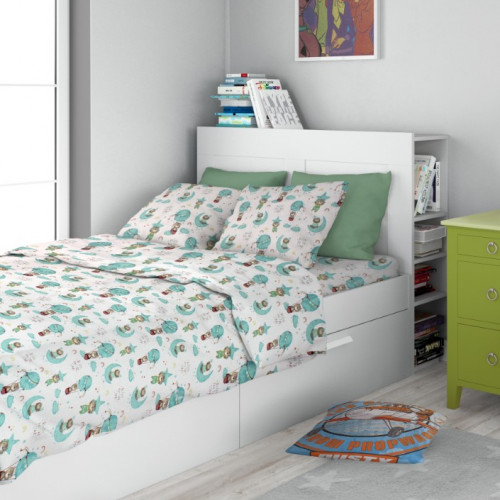DIMcol ΠΑΠΛΩΜΑΤΟΘΗΚΗ ΕΜΠΡΙΜΕ ΠΑΙΔ Cotton 100% 160Χ240 Reach the stars 192 Green 1925715210819281