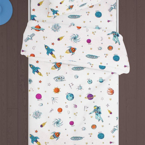 DIMCOL ΠΑΠΛΩΜΑΤΟΘΗΚΗ ΕΜΠΡΙΜΕ KIDS SPACE 188 160X240 COTTON 100% WHITE 32110823013