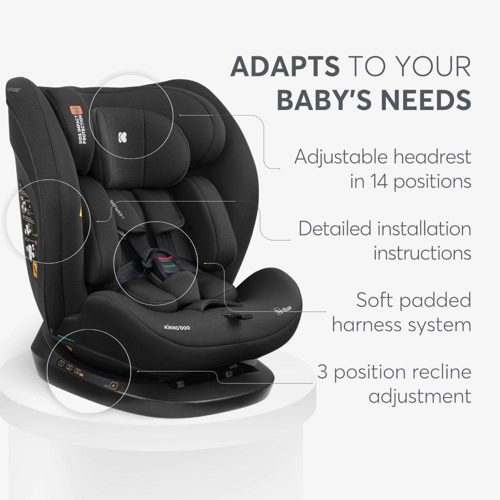 KIKKA BOO ΚΑΘΙΣΜΑ ΑΥΤΟΚΙΝΗΤΟΥ i-SIZE 40-150cm i-EXPLORE BLACK 31002100104