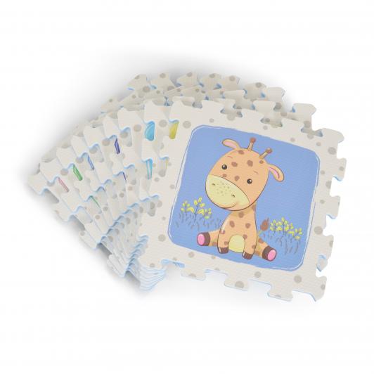 Η φωτογραφία δείχνει Απαλό παζλ, χαλί 9 τεμαχίων με πολύχρωμο και διασκεδαστικό print.