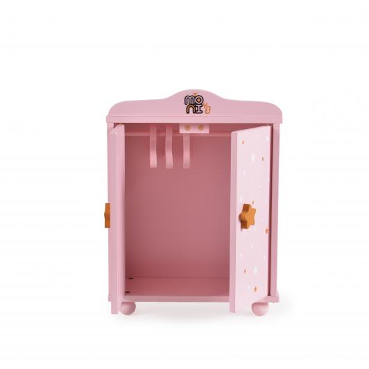 Παιχνίδι ξύλινη ντουλάπα για κούκλες με 3 κρεμάστρες.