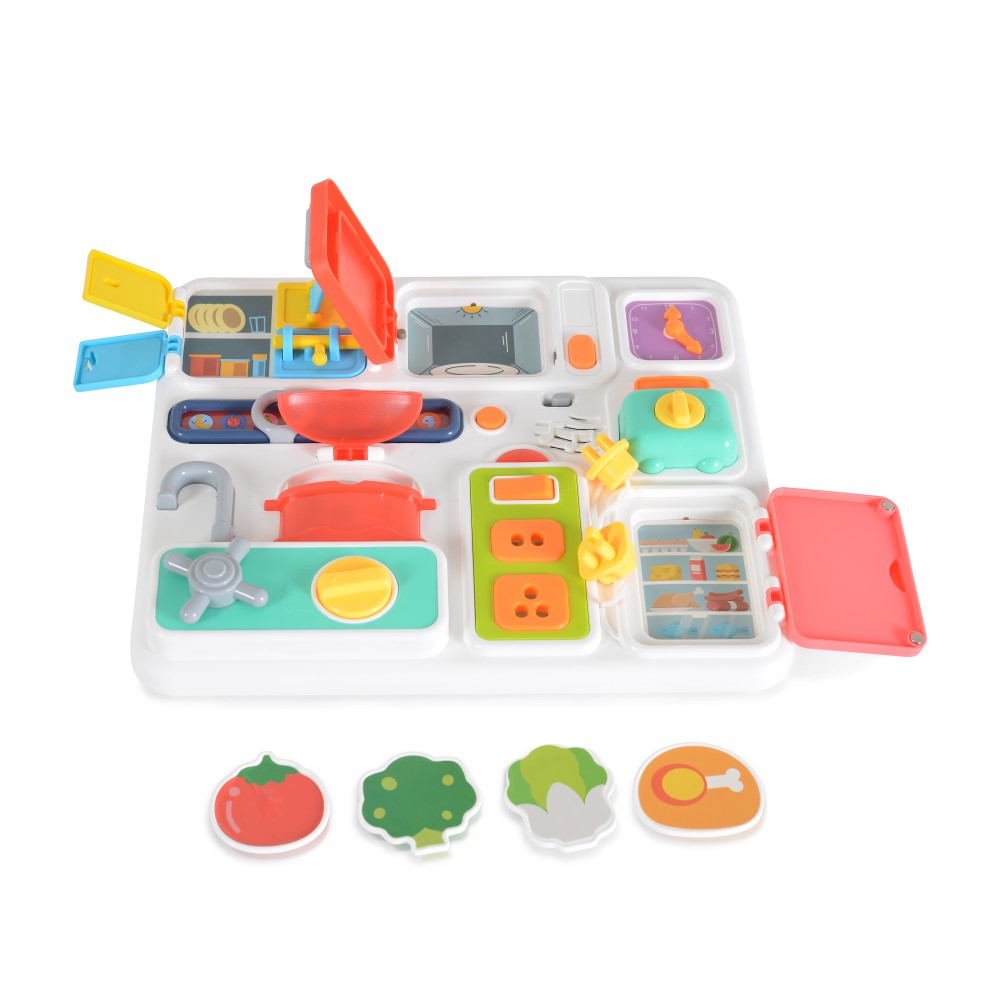 Η φωτογραφία δείχνει HUANGER ΠΙΝΑΚΑΣ ΔΕΞΙΟΤΗΤΩΝ ΜΕ ΚΟΥΖΙΝΙΚΑ 3800146224455Το παιχνίδι με τον πίνακα δραστηριοτήτων εκπαιδεύει τις λεπτές κινητικές δεξιότητες, την επιδεξιότητα και τον συντονισμό.