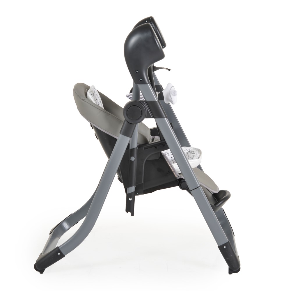 Το πολυλειτουργικό μοντέλο Nirvana 2in1 μετατρέπεται εύκολα από παιδική κούνια σε παιδικό καρεκλάκι φαγητού.