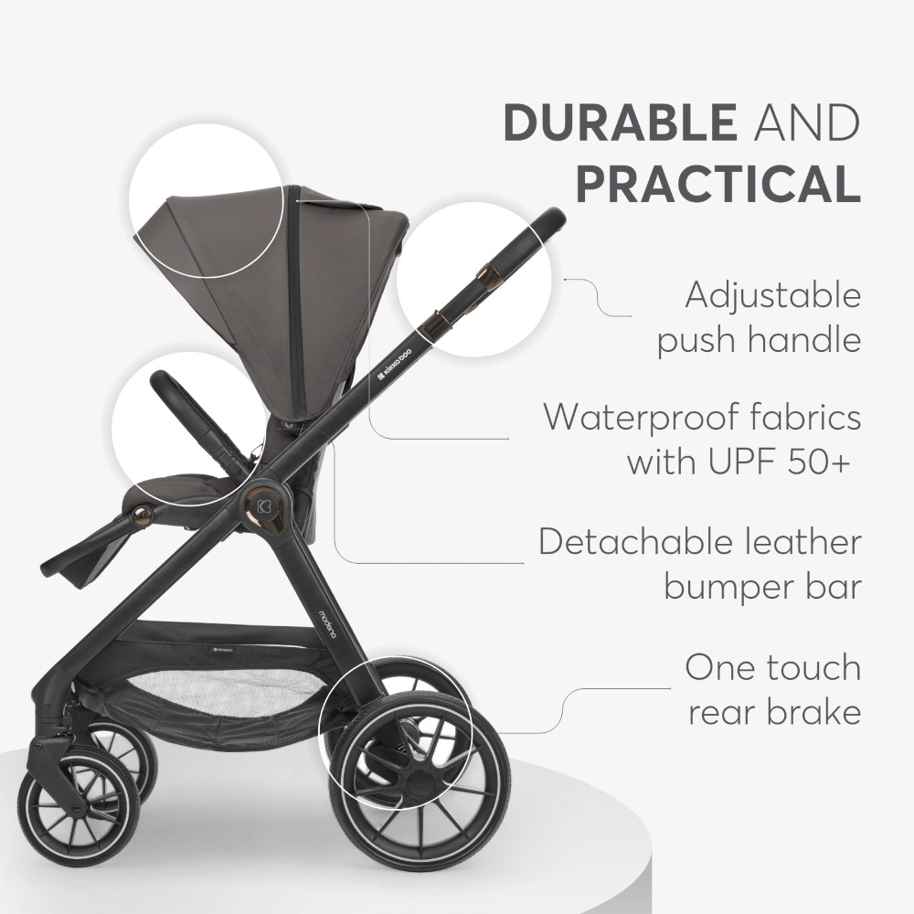 Η φωτογραφία δείχνει Παρουσιάζουμε το καρότσι MODENA, ένα ολοκληρωμένο σύστημα ταξιδιού 3 σε 1 που έχει σχεδιαστεί για να μεγαλώνει μαζί με το παιδί σας από τη γέννηση έως και 22 κιλά.