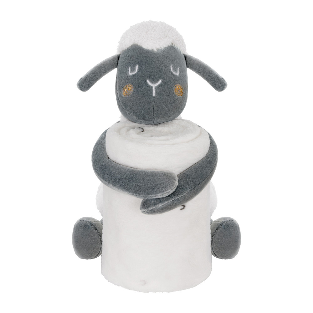 Βελούδινο σετ δώρου που αποτελείται από βρεφική κουβέρτα αγκαλιάς και ένα μαλακό λούτρινο παιχνίδι.