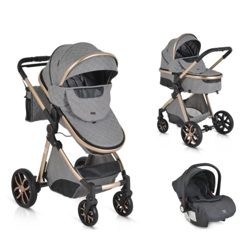 ΠΟΛΥΚΑΡΟΤΣΙ 3 ΣΕ 1 ΜΕ ΚΑΘΙΣΜΑ ΑΥΤΟΚΙΝΗΤΟΥ 0-13KG CANGAROO ALMA DARK GREY 3800146235475-3