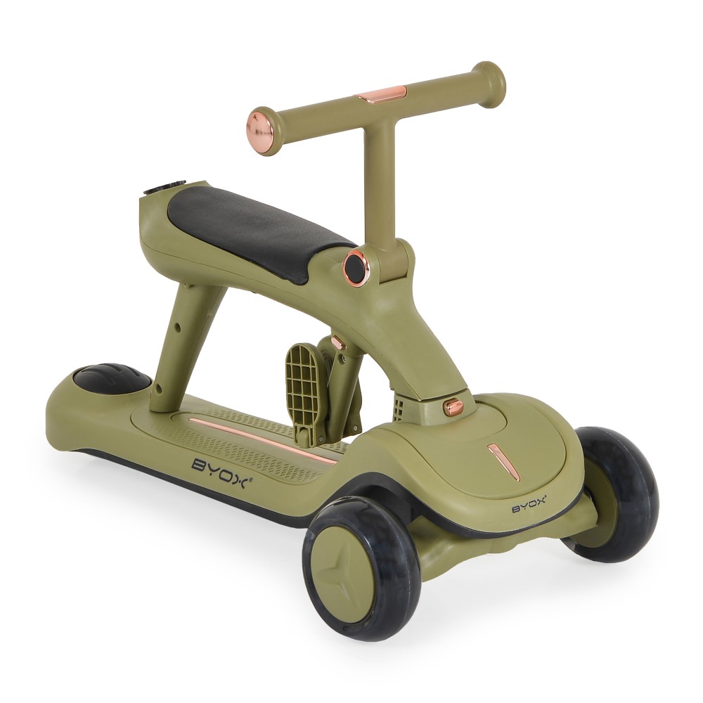 Η φωτογραφία δείχνει Πολυλειτουργικό Scooter Cornet 6 σε 1 – Μεγαλώνει μαζί με το παιδί σας!Το Cornet 6 σε 1 από την Byox είναι μια καινοτόμος λύση σχεδιασμένη να συνοδεύει το παιδί σας σε όλα τα στάδια ανάπτυξης – από τα πρώτα βήματα μέχρι την ανεξάρτητη οδήγηση σκούτερ.