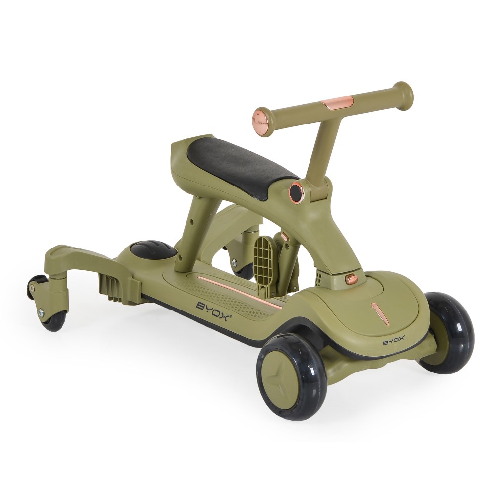 Η φωτογραφία δείχνει Πολυλειτουργικό Scooter Cornet 6 σε 1 – Μεγαλώνει μαζί με το παιδί σας!Το Cornet 6 σε 1 από την Byox είναι μια καινοτόμος λύση σχεδιασμένη να συνοδεύει το παιδί σας σε όλα τα στάδια ανάπτυξης – από τα πρώτα βήματα μέχρι την ανεξάρτητη οδήγηση σκούτερ.