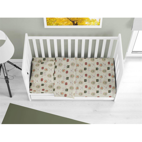 Σεντόνια Εμπριμέ Σετ 3 τεμ bebe Big Cats 27 120X160 Light Olive 100% Cotton