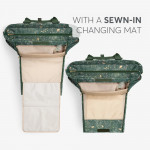 Η φωτογραφία δείχνει Μείνετε κομψοί και οργανωμένοι σε κάθε σας έξοδο με τη μαμά τσάντα FLORENCE!  Σχεδιασμένη για σύγχρονους γονείς, αυτή η πολυτελής τσάντα συνδυάζει τη λειτουργικότητα με ένα πολύχρωμο ντιζάιν στάμπα, διασφαλίζοντας ότι όλα τα απαραίτητα για το μωρό είναι οργανωμένα και προσι