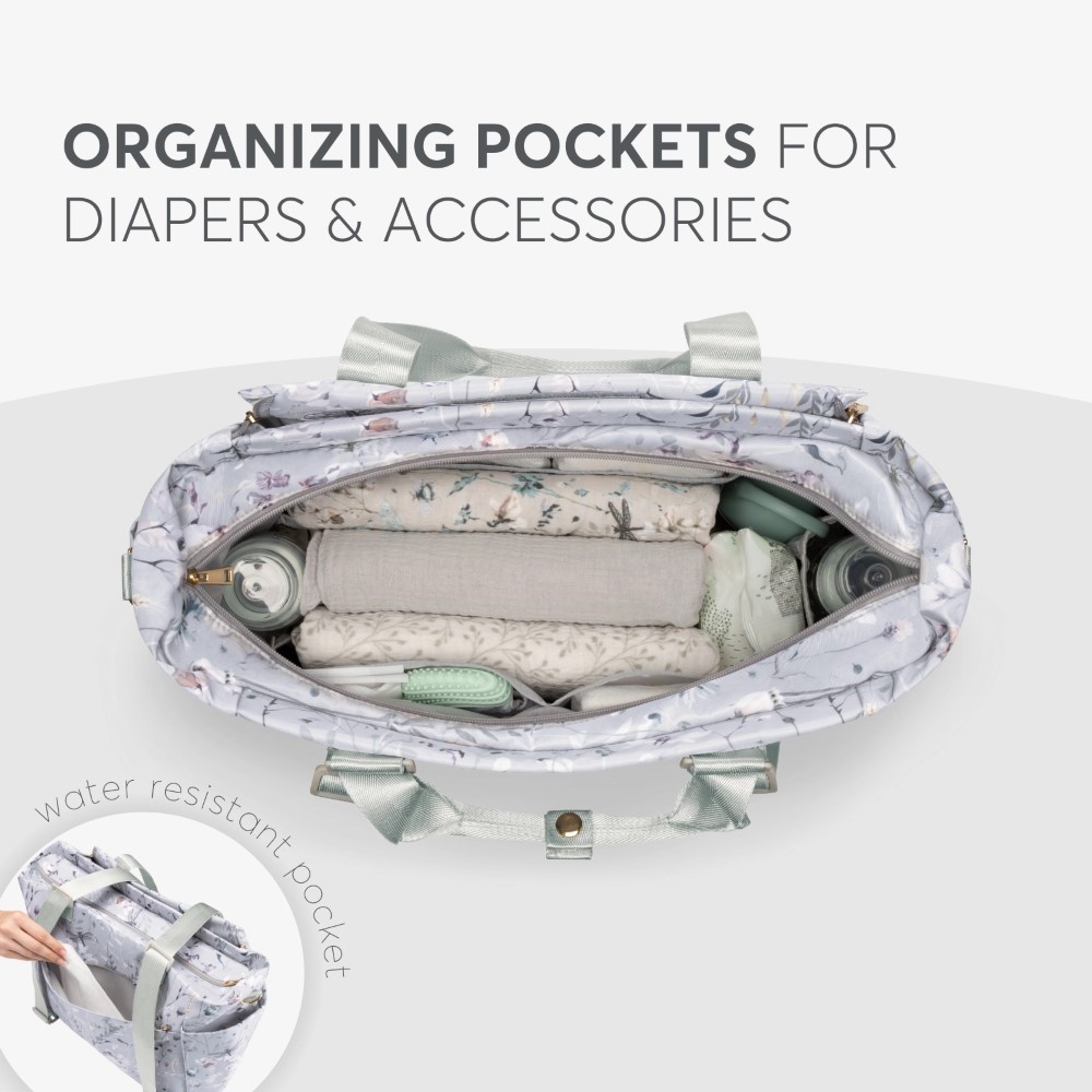 Η φωτογραφία δείχνει Μείνετε κομψοί και οργανωμένοι σε κάθε σας έξοδο με τη μαμά τσάντα FLORENCE!&nbsp; Σχεδιασμένη για σύγχρονους γονείς, αυτή η πολυτελής τσάντα συνδυάζει τη λειτουργικότητα με ένα πολύχρωμο ντιζάιν στάμπα, διασφαλίζοντας ότι όλα τα απαραίτητα για το μωρό είναι οργανωμένα και προσι