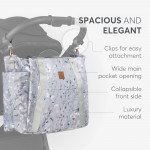 Η φωτογραφία δείχνει Μείνετε κομψοί και οργανωμένοι σε κάθε σας έξοδο με τη μαμά τσάντα FLORENCE!&nbsp; Σχεδιασμένη για σύγχρονους γονείς, αυτή η πολυτελής τσάντα συνδυάζει τη λειτουργικότητα με ένα πολύχρωμο ντιζάιν στάμπα, διασφαλίζοντας ότι όλα τα απαραίτητα για το μωρό είναι οργανωμένα και προσι