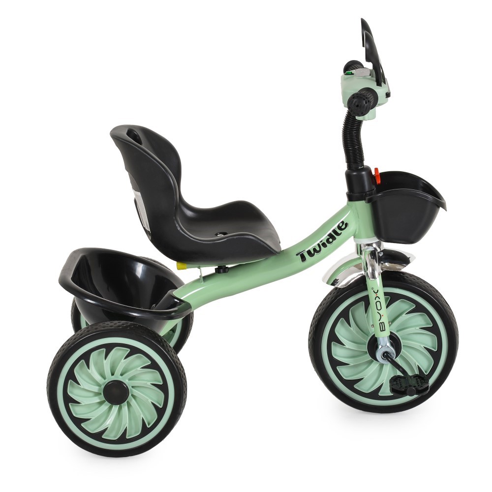 Η φωτογραφία δείχνει Twiddle,Byox Kids' Tricycle — εγγυημένη διασκέδαση σε εξωτερικούς χώρους!Βασικά χαρακτηριστικά:• Κατάλληλο για παιδιά άνω των 3 ετών και έως 25 κιλά• Εργονομικό, φαρδύ κάθισμα με πλάτη για μέγιστη άνεση• Δύο θέσεις καθισμάτων — ρυθμιζόμενες ώστε να προσαρμόζονται στο ύψος του πα