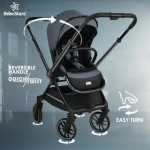 Η φωτογραφία δείχνει Μια εξαιρετική νέα προσθήκη ήρθε στην οικογένεια της Bebe Stars με σκοπό να διευκολύνει κάθε γονέα!Το Mirage 2 σε 1 πολυκαρότσι είναι στυλάτο, μοντέρνο, άνετο, ευέλικτο και όπως πάντα ποιοτικό  με την υπογραφή της Bebe Stars!Ο καινοτόμος αυτόματος μηχανισμός Quick –Twist το