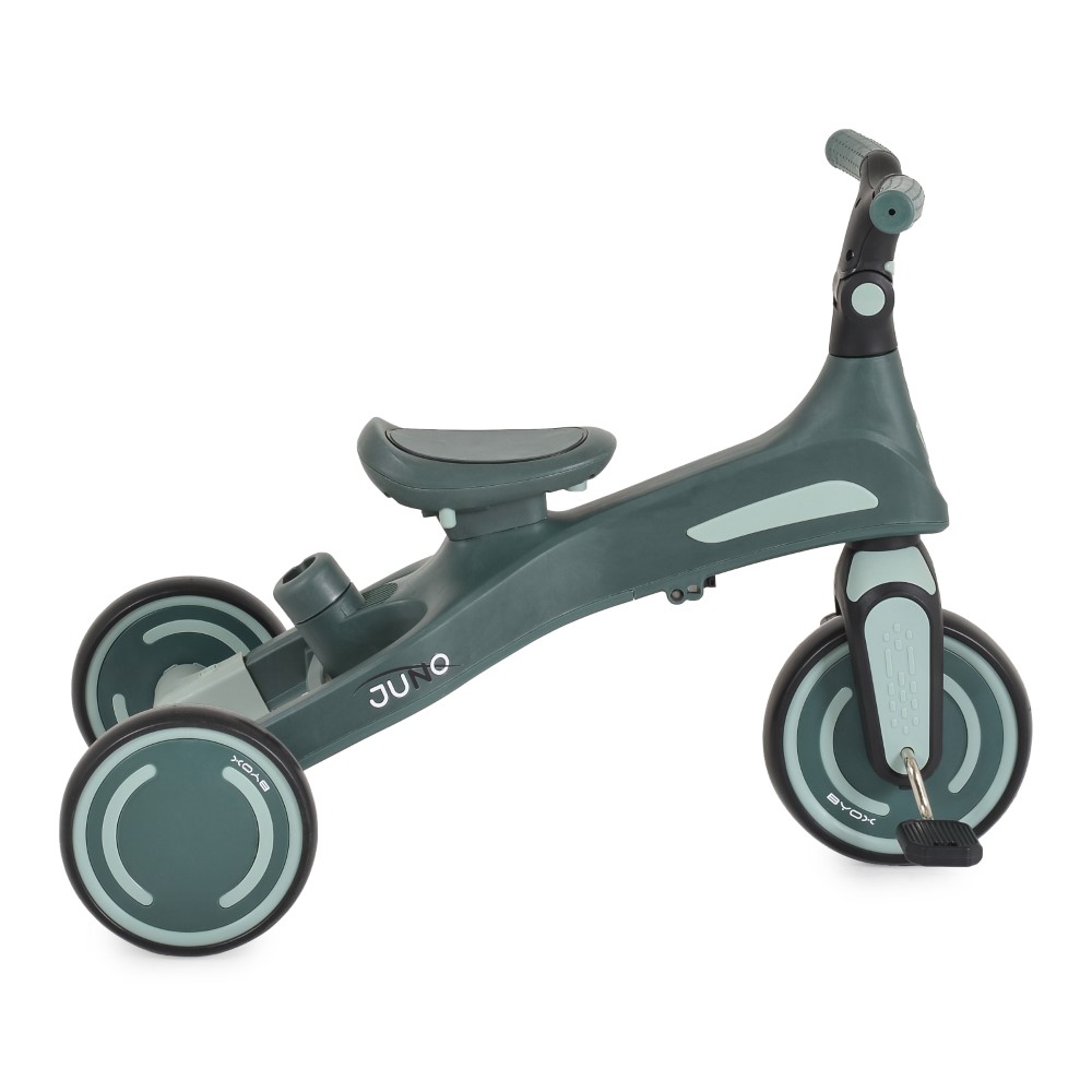 Η φωτογραφία δείχνει Το πολυλειτουργικό τρίκυκλο Juno με γονικό έλεγχο μεγαλώνει μαζί με το παιδί σας, προσαρμόζοντας τις ανάγκες και τις δεξιότητές του.