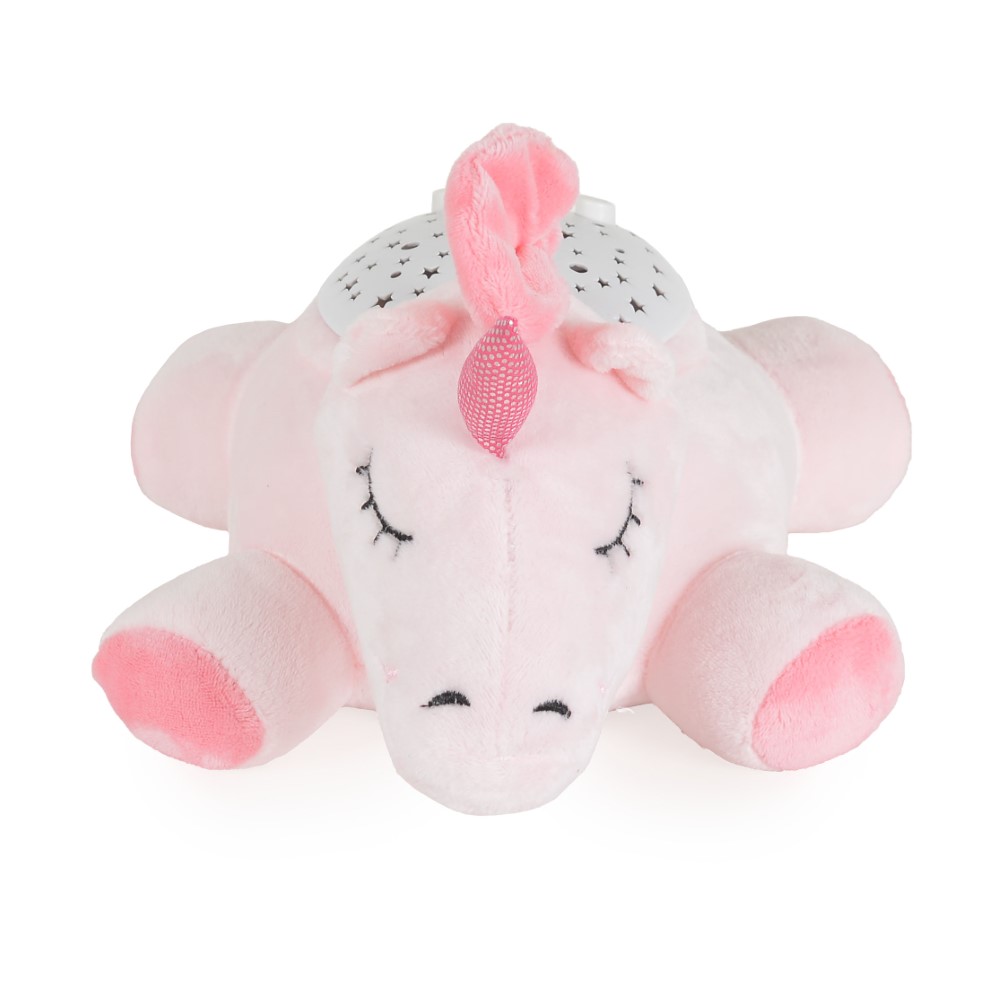 Η φωτογραφία δείχνει Βρεφικός προτζέκτορας που συνδυάζει απαλό φωτισμό, χαλαρωτική μουσική και παιχνιδιάρικο σχεδιασμό για να δημιουργήσει μια ζεστή ατμόσφαιρα για ύπνο και παιχνίδι.