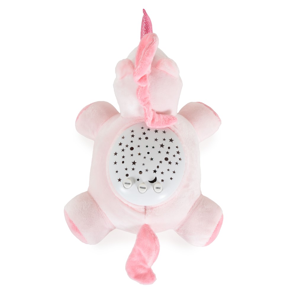 Η φωτογραφία δείχνει Βρεφικός προτζέκτορας που συνδυάζει απαλό φωτισμό, χαλαρωτική μουσική και παιχνιδιάρικο σχεδιασμό για να δημιουργήσει μια ζεστή ατμόσφαιρα για ύπνο και παιχνίδι.